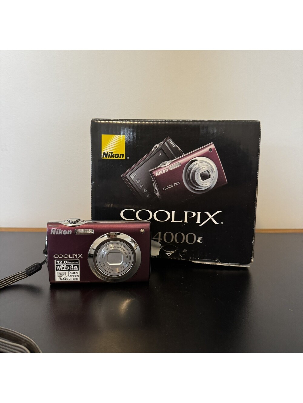 Nikon COOLPIX S4000 12.0MP Digital Camera Bundle Box Charger - Plum TESTED